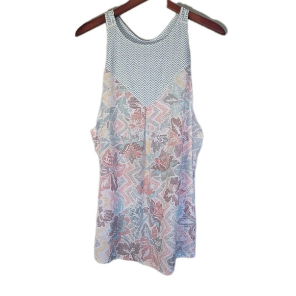 Prana Tops - prAna Valentina Tank Top High Neck Crossover Split Back Boho Floral Large Yoga